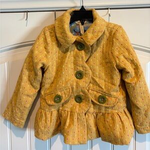 Matilda Jane Mustard Pea Coat with Polka Dots